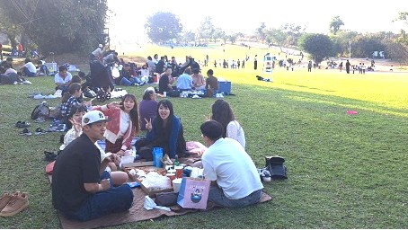 民眾在高雄果嶺自然公園享受野餐樂趣。 圖：高雄市公園處/提供