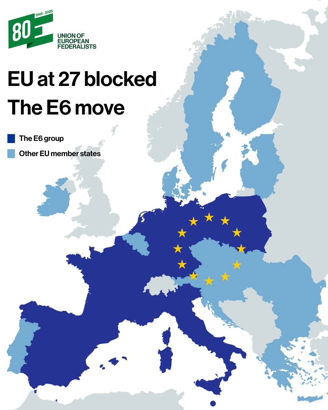 E6的出現，讓歐盟內部出現兩個世界 圖：翻攝自European Federalist粉絲專頁