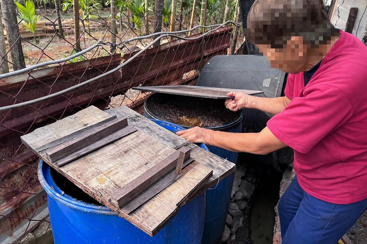 屏縣府查獲佳冬鄉李姓養豬場以廚餘餵食豬隻。 圖：屏東縣政府/提供
