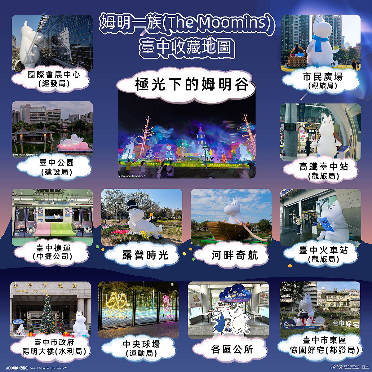 姆明一族台中收藏地圖。 圖：台中市政府/提供
