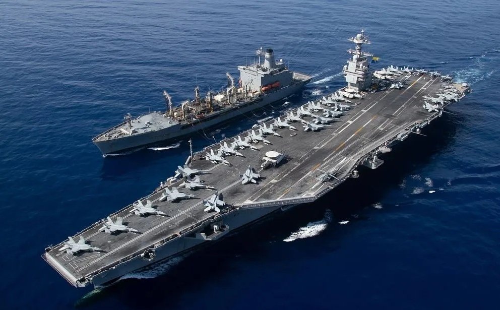 美國航空母艦「傑拉德．福特號」（USS Gerald R. Ford）。 圖：翻攝自 X Iran Observer