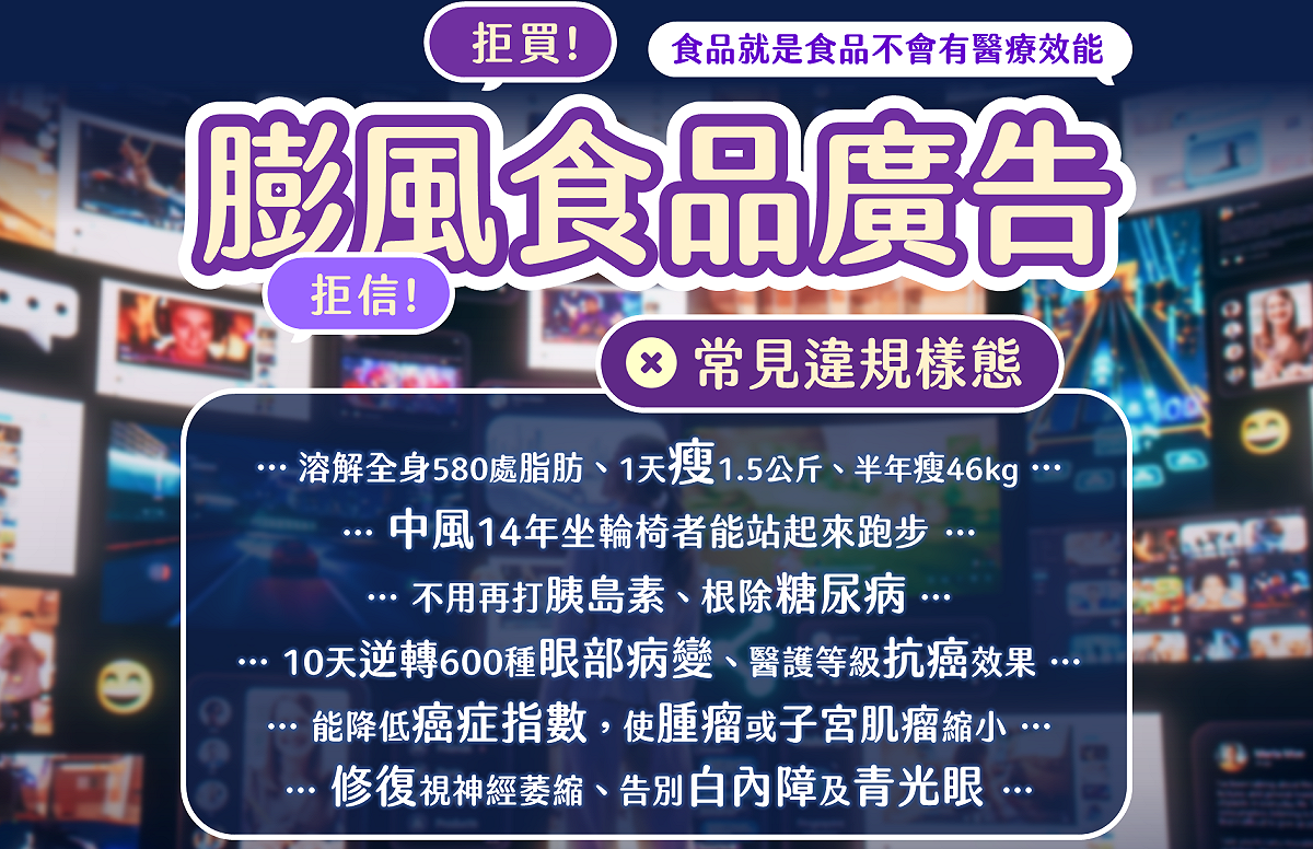 高雄市政府衛生局持續積極查處違規食品廣告。 圖：高雄市政府衛生局/提供