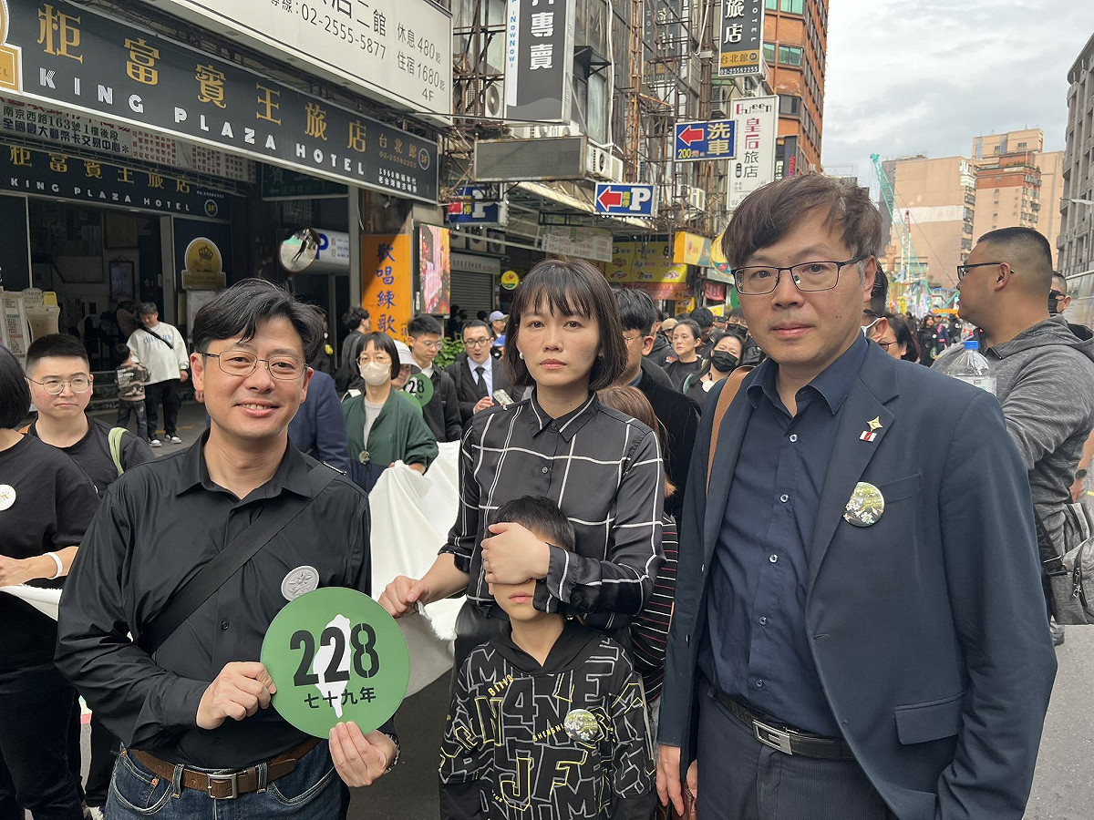 台灣基進黨主席王興煥（左）今日出席民團舉辦「228.0」紀念活動。 圖：台灣基進提供