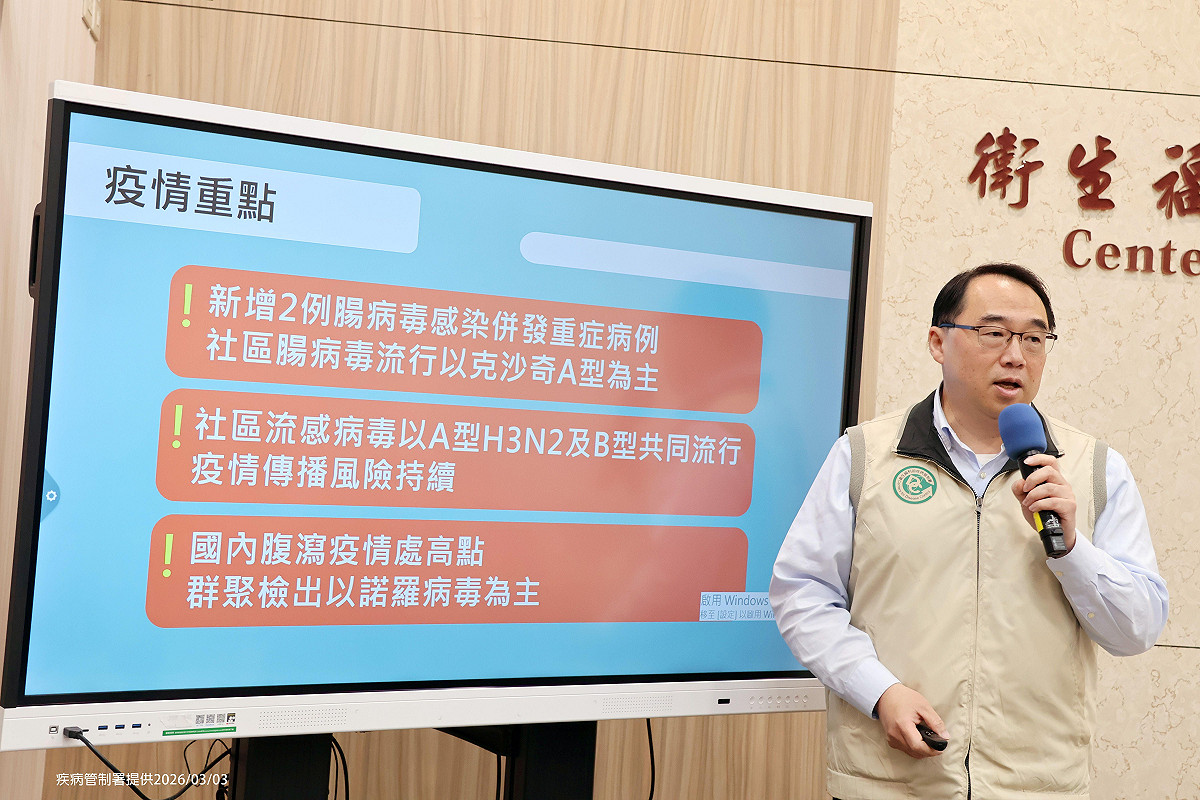 內首現2例腸病毒重症入加護病房，疾管署示警開學風險，籲家長留意前兆。 圖：疾管署／提供