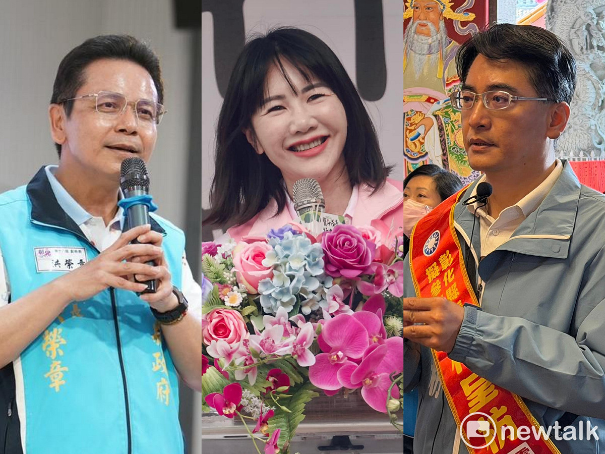 有意爭取國民黨彰化縣長提名的彰化工策會總幹事洪榮章、立委謝衣鳳、彰化縣府參議柯呈枋（由左至右）。 圖：洪榮章競選辦公室提供、翻攝自謝衣鳳與柯呈枋臉書（新頭殼合成）