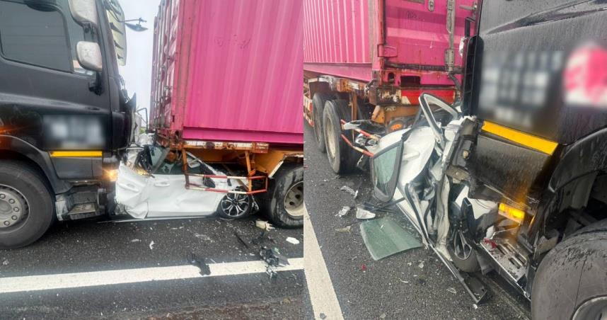 昨日國道嚴重車禍，導致郭姓男子身亡，肇事司機所屬物流公司遭網友負評灌爆。 圖：翻攝自國道公路警察局