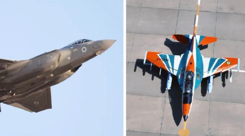 以色列的一架F-35I戰機擊落了伊朗雅克-130戰機(右)。 圖 : 翻攝自 X / OSINTTechnical