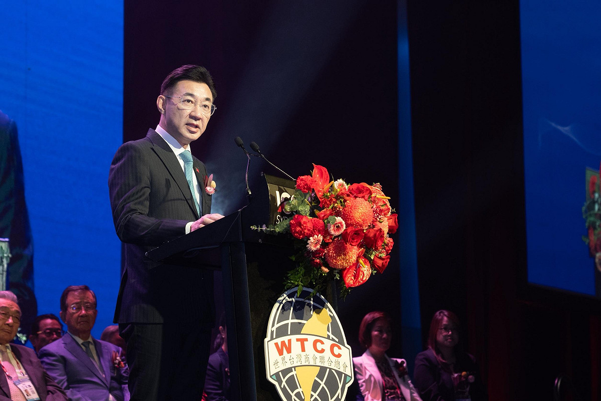 江啟臣今（9）日出席「世界台灣商會聯合總會第32屆第2次理監事聯席會議」開幕。 圖：立法院/提供