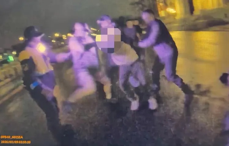 李姓男子持刀欲闖總統府，遭憲兵與員警壓制。 圖：翻攝畫面