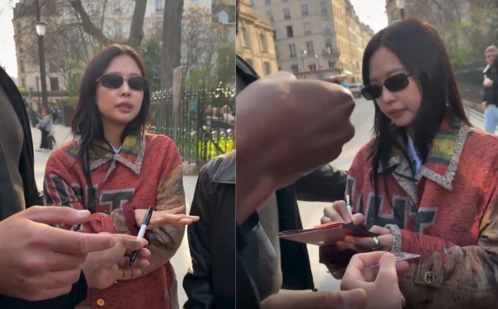 Jennie竟被黃牛與狂粉一路跟拍圍堵，還不斷要求她簽名小卡。 圖 : 翻攝X畫面