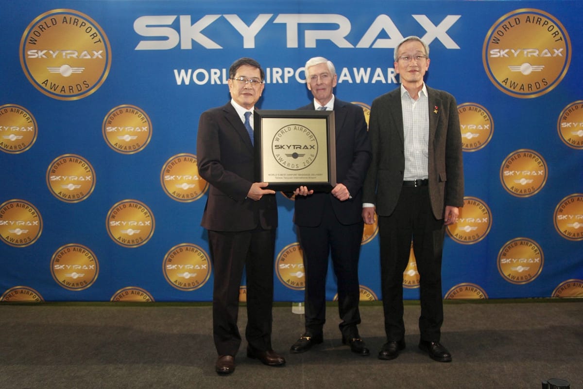 桃園機場再次榮獲 SKYTRAX 評比「全球最佳行李運送」2026年首獎。 圖：取自桃園機場臉書