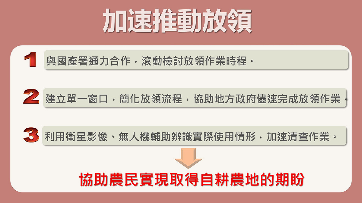 內政部將加速推動公地放領政策。 圖：內政部提供