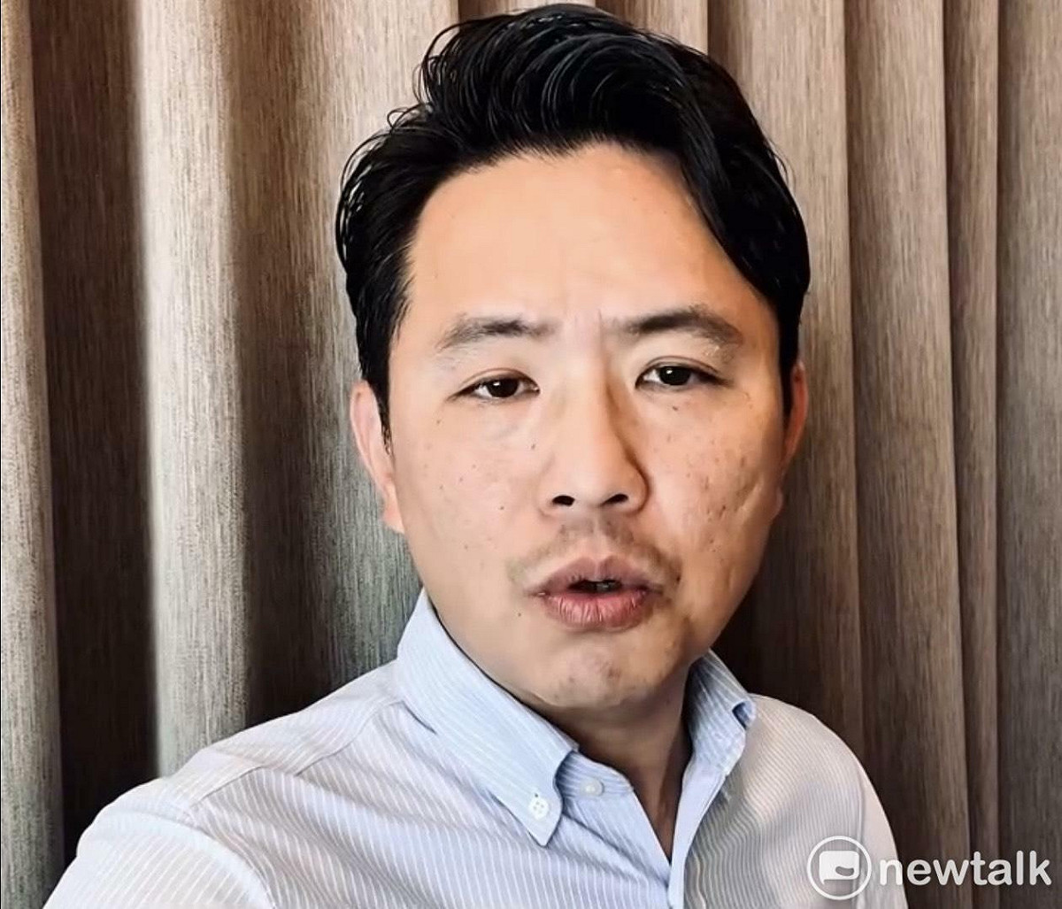 陳以信批評，太陽花學運標準前後不一，當年反黑箱服貿，現卻力挺台美黑箱ART。他強調，若太陽花昨是今非，就該支持立法院嚴審台美ART，反之若昨非今是，就該還馬英九公道。 圖：陳以信服務處提供