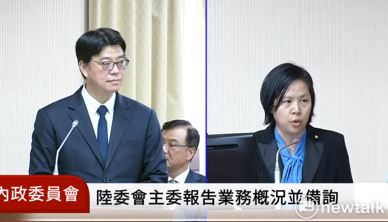 陸委會主委邱垂正在會議中表示，不回應具有「雙重身份疑慮」的民眾黨不分區立委李貞秀的質詢。 圖：擷取自國會頻道