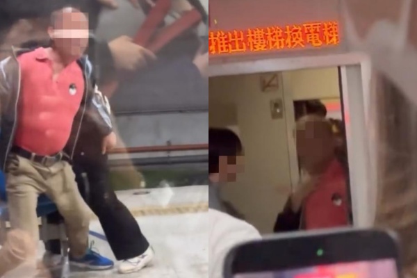 台鐵上一名男子情緒失控，辱罵乘客並揮拳攻擊。 圖：翻攝自Threads@yulin_chu0529