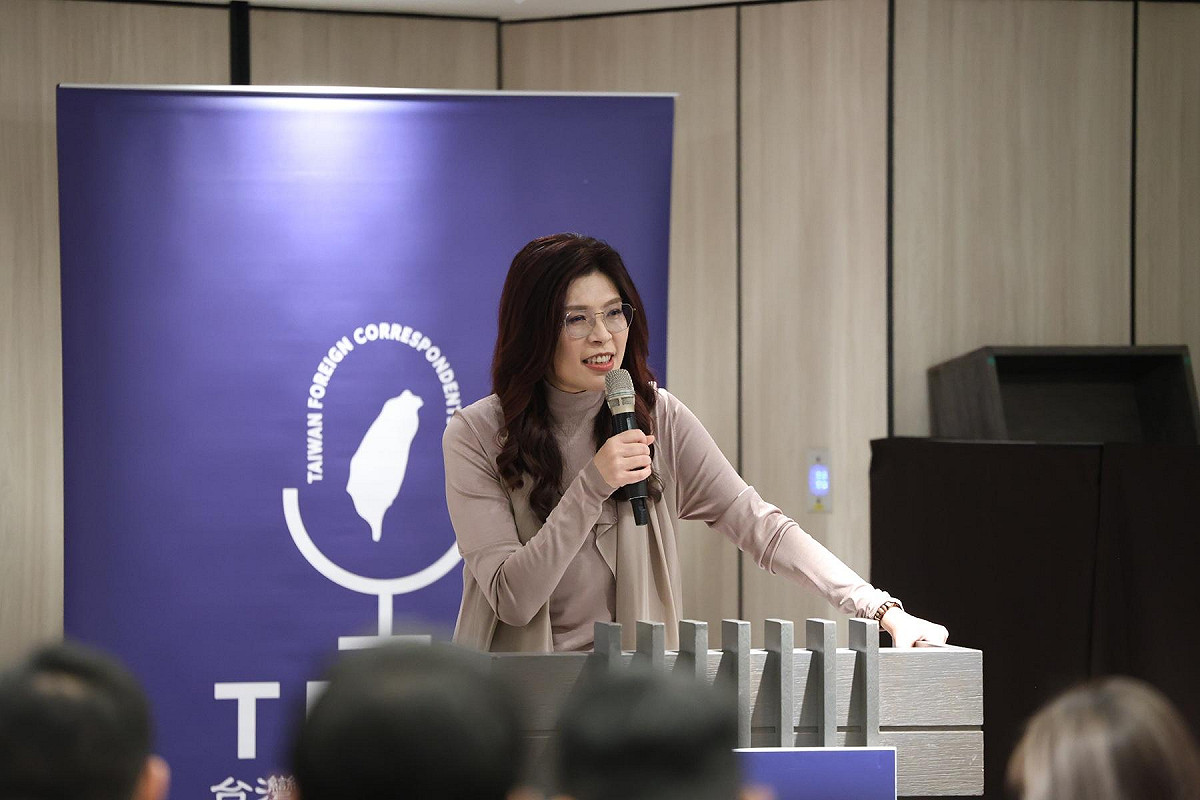 國民黨主席鄭麗文出席TFCC外媒記者會。 圖：國民黨/提供