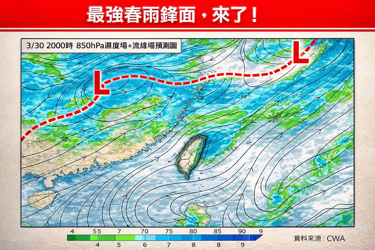 林得恩指出，下周鋒面可能夾帶閃電、強風等現象 圖：翻攝自林老師氣象站臉書