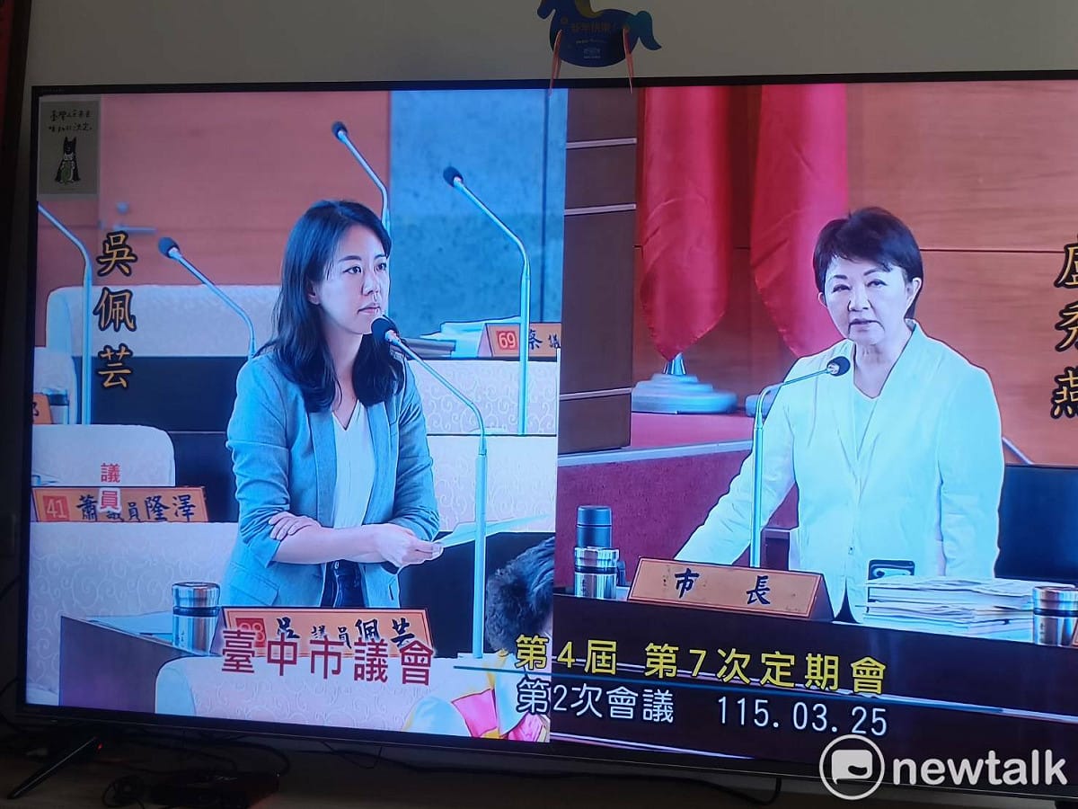 吳佩芸指台中脫離不了行人地獄的標籤，盧秀燕反駁說「報告的數字不客觀」。 圖：唐復年/攝