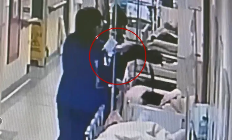林男發酒瘋攻擊上前關心的女護理師。 圖：翻攝畫面