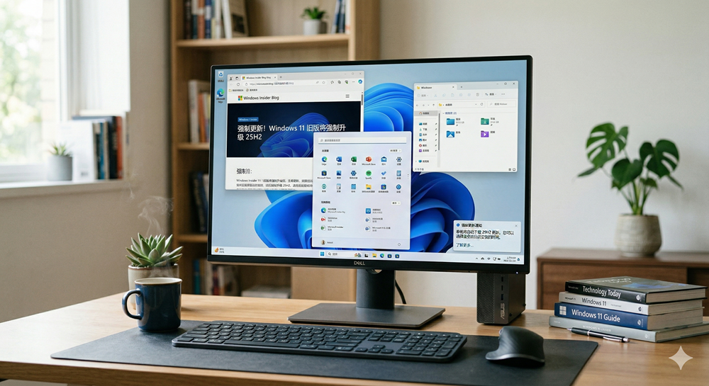 微軟日前宣布將在10月淘汰Windows 11，近日再發出舊版電腦將強制升級的通知。(示意圖) 圖：Gemini AI生成 / 林冠妤 製