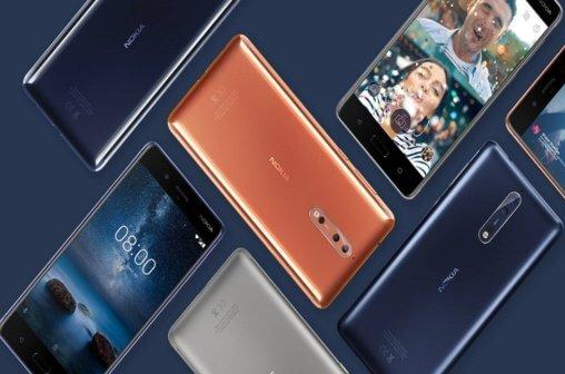 新發售Nokia 8手機的新款「光箔銅」配色。 圖：翻攝自 Nokia