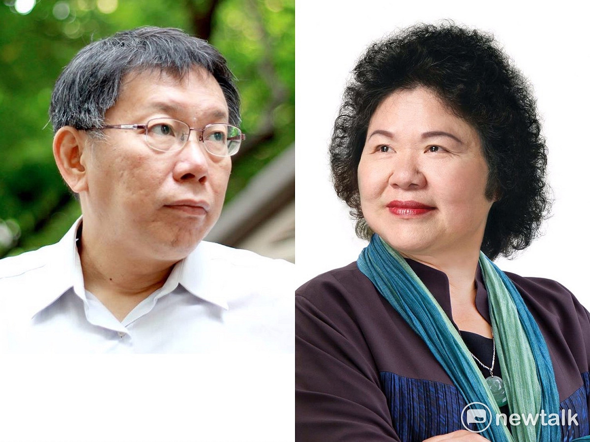 傳聞高雄市長陳菊（右）有可能北上參選台北市長，柯文哲（左）今（13）日先答「這是假設性問題」，但又突然說了一句「台北市民素質滿高的」。 圖：新頭殼合成