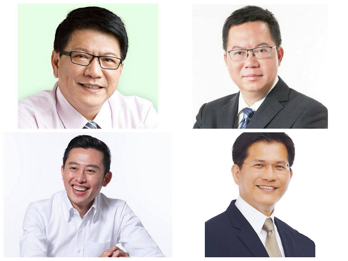 目前預測連任成功機率高達7成以上的連任前段班，分別有屏東縣長潘孟安、 桃園市長鄭文燦、新竹市長林智堅、台中市長林佳龍，全部皆為民進黨籍的縣市長。 圖：新頭殼合成