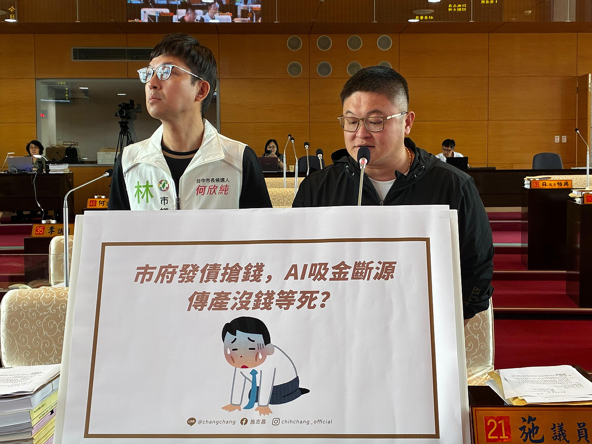 市議員施志昌與林祈烽針對台中產業面臨的「資金大旱」發出嚴正警告。 圖：施志昌/提供
