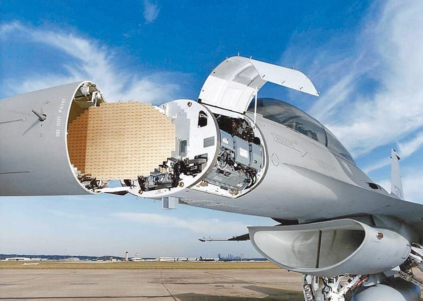 裝載於F-16上的AN / APG-80型先進主動電子掃描陣列雷達（AESA）。 圖 : 翻攝自Red Storm Rising網站