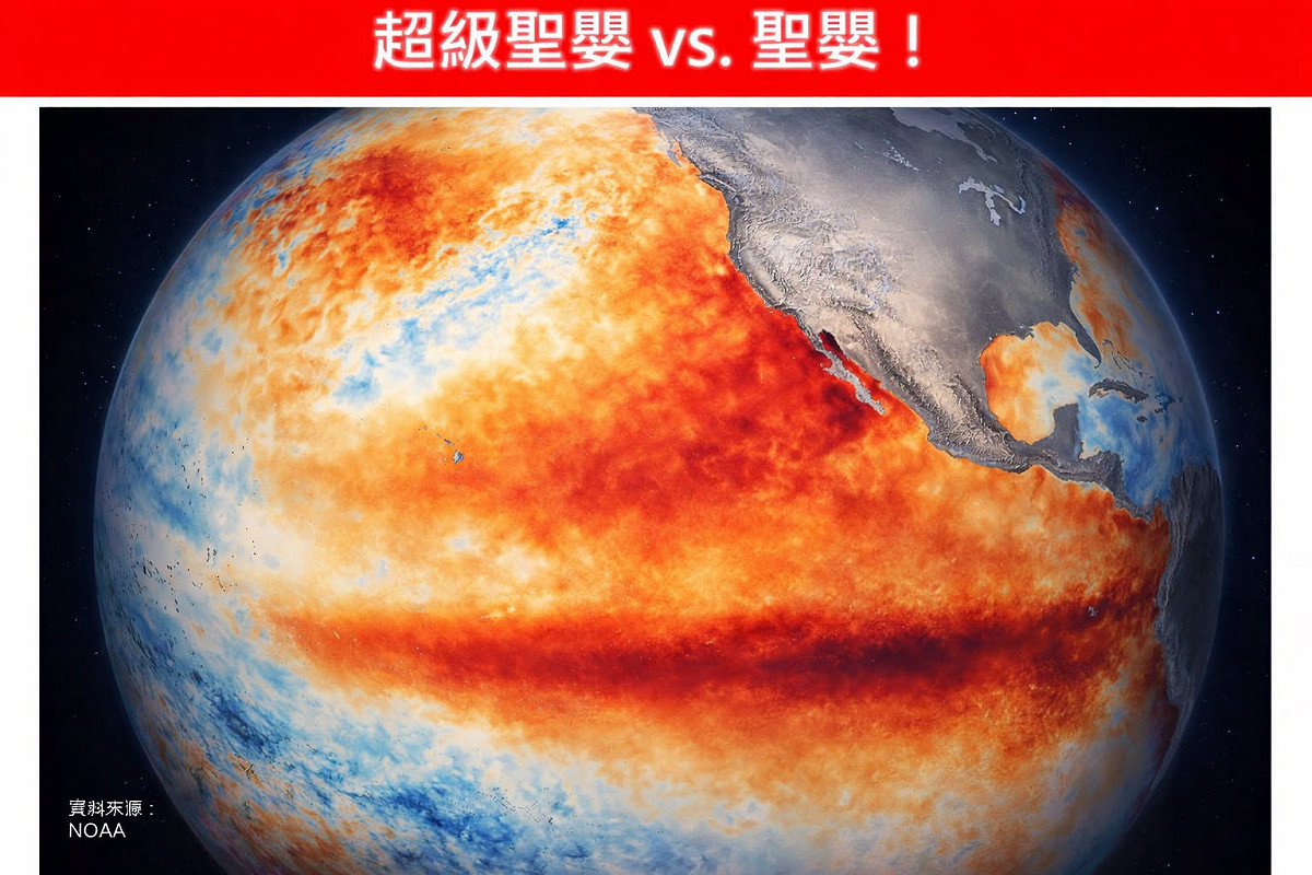 多國科學家已陸續示警，2026年恐出現「超級聖嬰」（Super El Niño）現象。 圖/氣象粉專「林老師氣象站」
