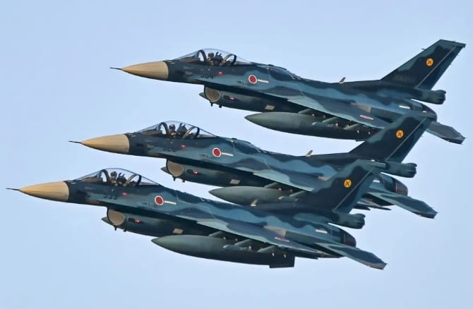 日本自衛隊F-2戰機。 圖 : 翻攝自央視新聞