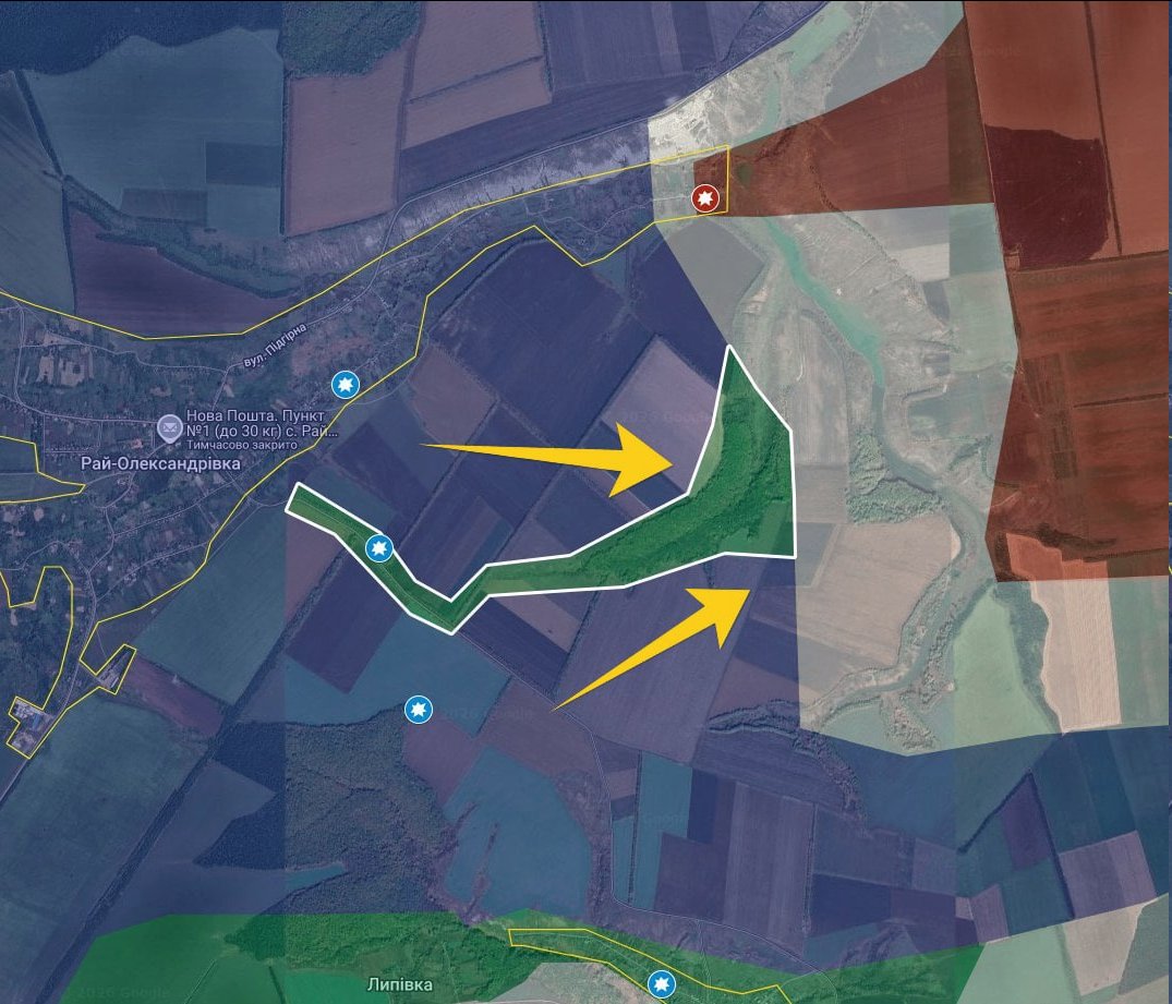 戰情地圖顯示，烏軍在頓內次克州以東的東部戰區持續逼退俄軍並肅清該區域。 圖:翻攝自 X @raging545