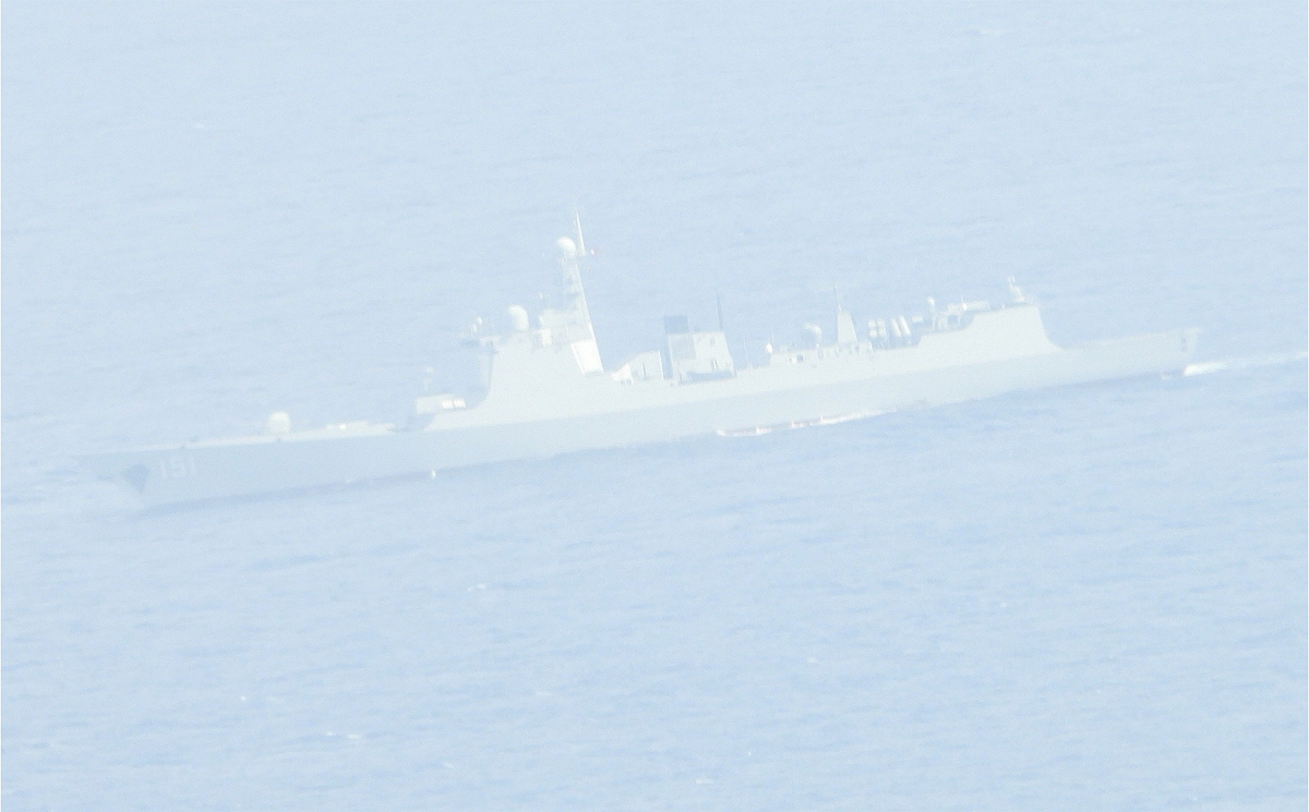 國防部監控共軍旅洋2型驅逐艦畫面。 圖：國防部提供