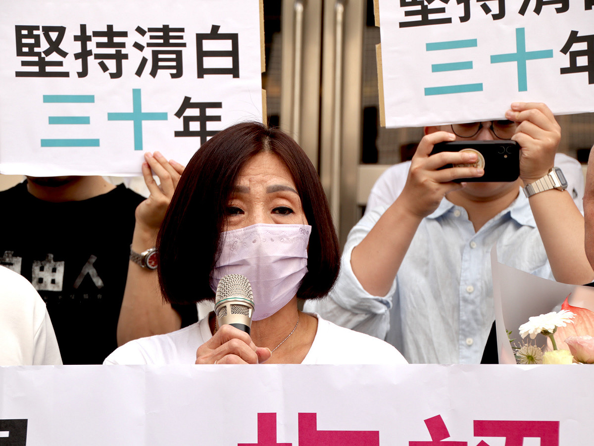 冤案當事人蘇耀輝的妻子謝伊齡。 圖：台灣冤獄平反協會提供