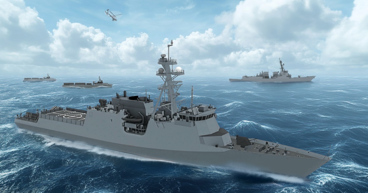 美國海軍規劃中的FF(X)新型巡防艦示意，強調快速建造與模組化作戰能力。 圖：翻攝自 X @USNINews