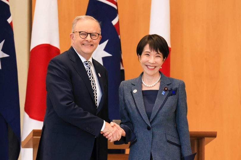 日本首相高市早苗與澳洲首相艾班尼斯周一（4 日）在坎培拉展開會談，並在會議結束後共同召開記者會發表經濟安保合作宣言，準備進一步加深兩國間的合作關係。 圖：翻攝自 @JPN_PMO X 帳號