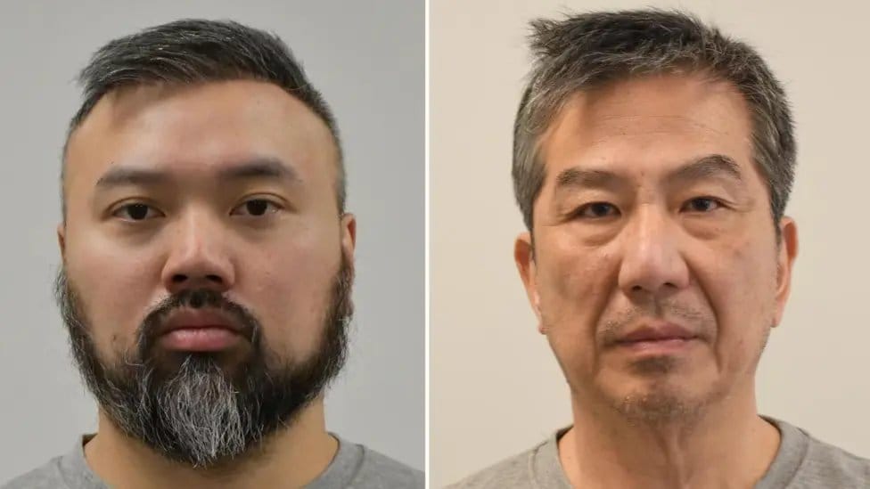 40歲的衛志樑（Chi Leung “Peter” Wai）與65歲的袁松彪（Chung Biu “Bill” Yuen）遭倫敦老貝利法院陪審團裁定違反英國《國家安全法》，犯下「協助外國情報機構」罪。 圖:翻攝自X帳號@HerdImmunity12