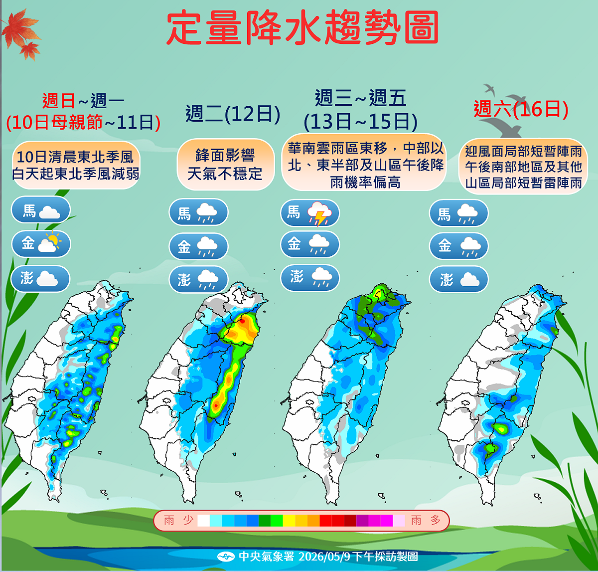 未來一週降雨趨勢。 圖：中央氣象署／提供
