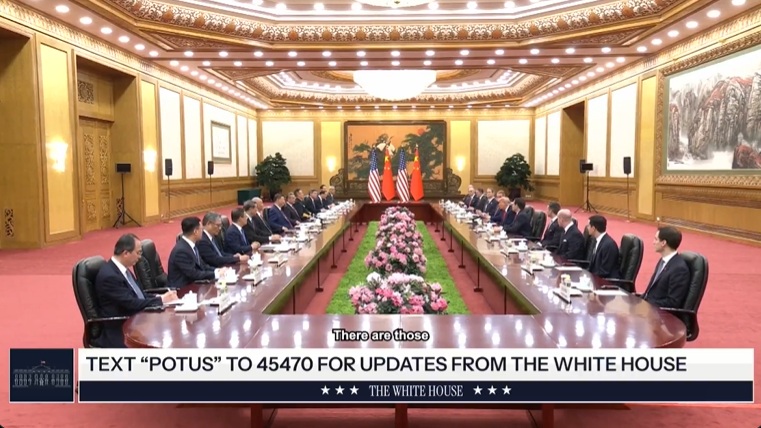 川習會14日在北京人民大會堂舉行高峰會談。 圖：翻攝「X」@WhiteHouse