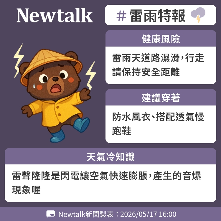 雷聲隆隆是閃電讓空氣快速膨脹，產生的音爆現象喔 圖：Newtalk製表