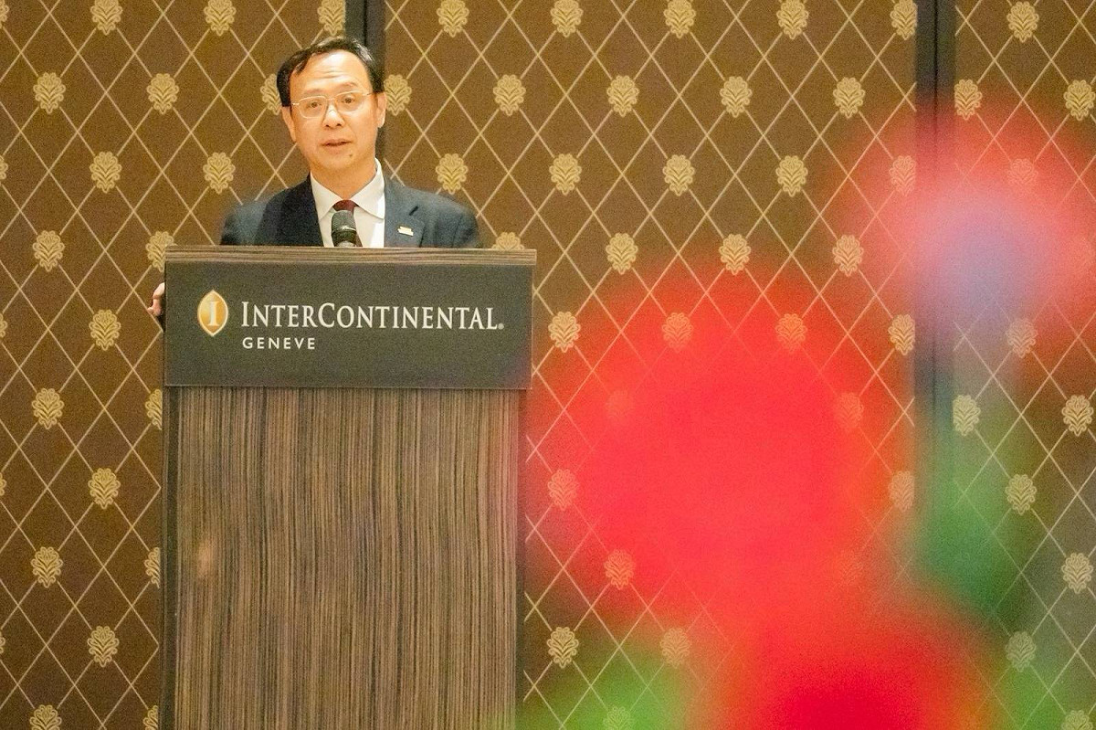 衛福部長石崇良於友邦餐會上致詞感謝友邦為台灣發聲。 圖：外交部提供