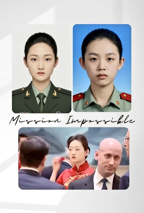 其中一名疑似在美國國土安全顧問米勒身後偷聽美國官員對話的女服務生成為了網友們的關注焦點，有網友在對其身分進行追查後，發現該名女服務生很可能是解放軍相關人士。 圖：翻攝自 @Fengyi1811 X 帳號