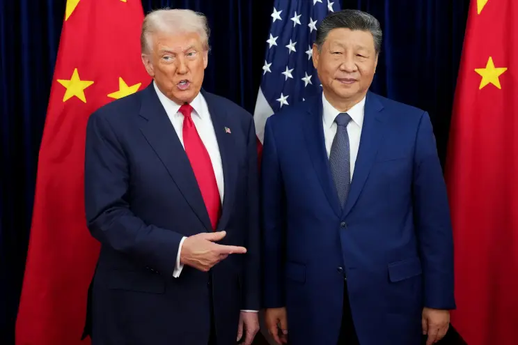 北京川習會的美國總統川普(左)與中國國家主席習近平。 圖:翻攝自X帳號@MarioNawfal