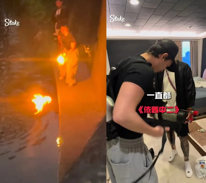 孫安佐試射火焰槍，幕後攝影師與金主遭約談。 圖：翻攝自孫安佐IG