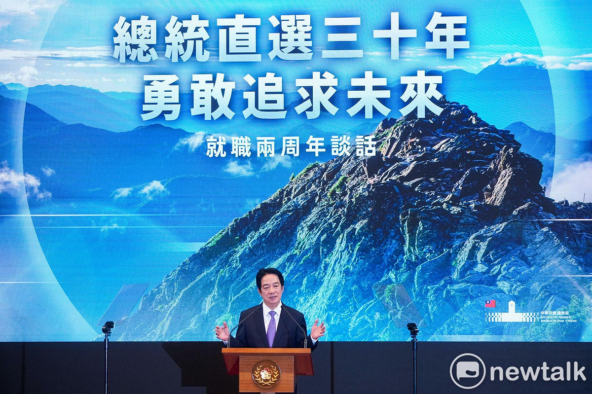總統賴清德今（20）日就任滿2週年發表談話。 圖：張良一/攝