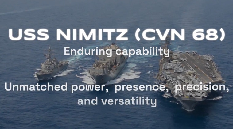 美國海軍「尼米茲號（USS Nimitz CVN-68）」航空母艦戰鬥群20日進入加勒比海海域。 圖：截取自「X」@Southcom