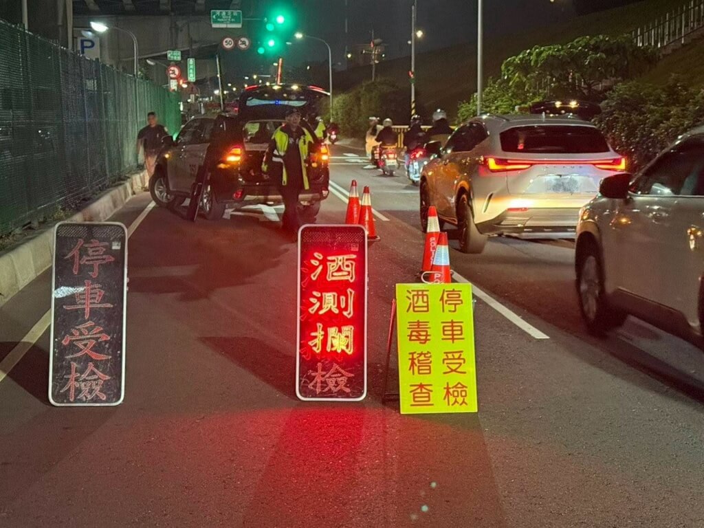 新北市警察局執行酒（毒）駕攔檢勤務。（新北市警察局提供）