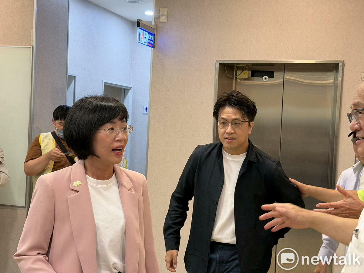 民進黨台北市長參選人沈伯洋、民進黨新北市長參選人蘇巧慧接受媒體聯訪。 圖：高逸帆／攝