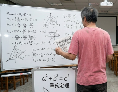 男子身穿粉色上衣，不發一語走進教室內解題行徑詭異。(示意圖) 圖：Gemini_AI生成 / 張芸朗製