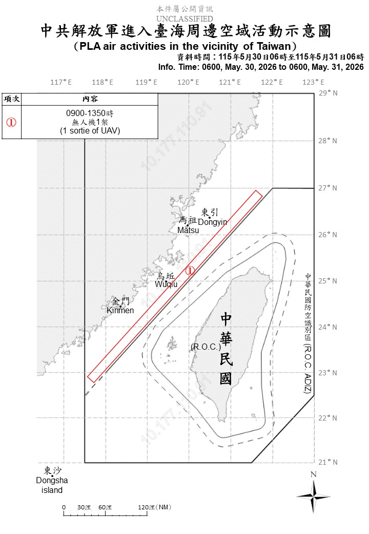 偵獲共機1架、共艦8艘及公務船4艘，持續在台海周邊活動。 圖/國防部